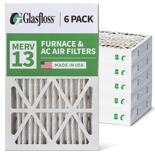 12x24x4 MERV 13 ( FPR 10 ) Pleated 4" Inch Air Filters for HVAC Systems by Glasfloss.  Case of 6.   Exact Size: 11-3/8 x 23-3/8 x 3-3/4