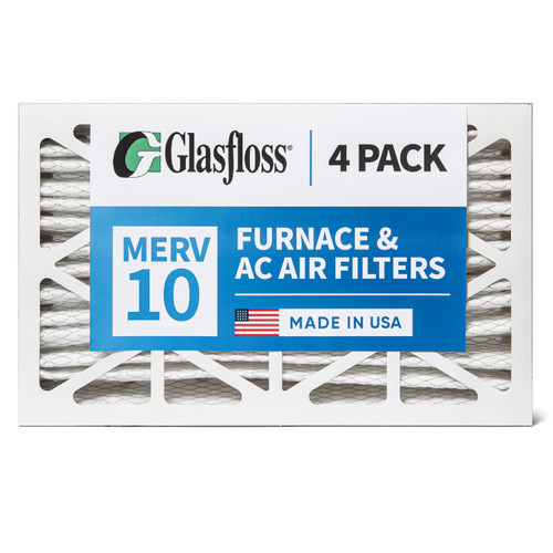 16x24x4 MERV 10 ( FPR 6-7 ) Pleated 4" Inch Air Filters for HVAC Systems by Glasfloss.  4 Pack.   Exact Size: 15-1/2 x 23-1/2 x 3-3/4