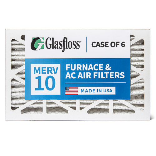 16x24x4 MERV 10 ( FPR 6-7 ) Pleated 4" Inch Air Filters for HVAC Systems by Glasfloss.  Case of 6.   Exact Size: 15-1/2 x 23-1/2 x 3-3/4