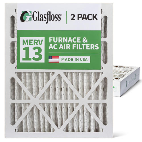 18x24x4 MERV 13 ( FPR 10 ) Pleated 4" Inch Air Filters for HVAC Systems by Glasfloss.  2 Pack.   Exact Size: 17-1/2 x 23-1/2 x 3-3/4