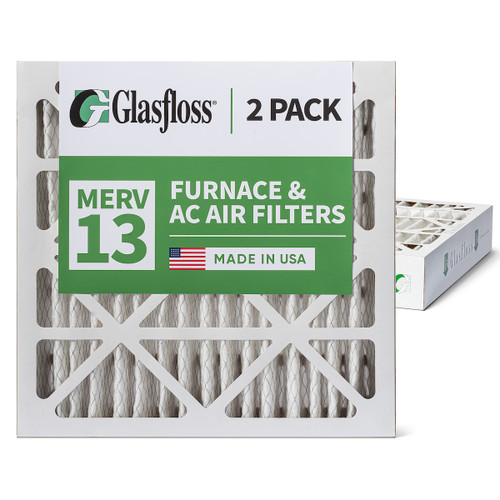 20x20x4 MERV 13 ( FPR 10 ) Pleated 4" Inch Air Filters for HVAC Systems by Glasfloss.  2 Pack.   Exact Size: 19-1/2 x 19-1/2 x 3-3/4