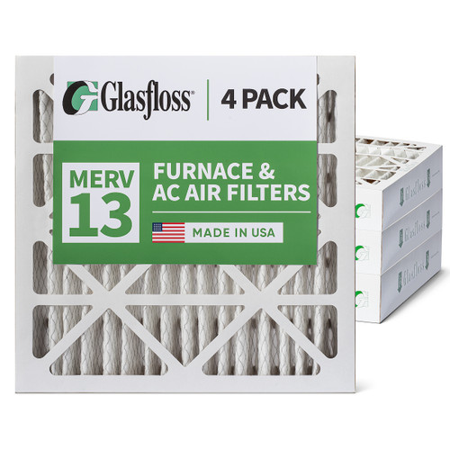 20x20x4 MERV 13 ( FPR 10 ) Pleated 4" Inch Air Filters for HVAC Systems by Glasfloss.  4 Pack.   Exact Size: 19-1/2 x 19-1/2 x 3-3/4