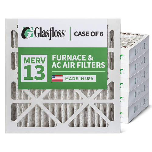 20x20x4 MERV 13 ( FPR 10 ) Pleated 4" Inch Air Filters for HVAC Systems by Glasfloss.  Case of 6.   Exact Size: 19-1/2 x 19-1/2 x 3-3/4