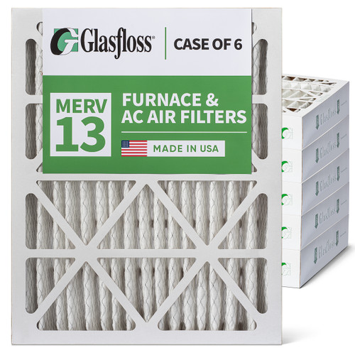 20x25x4 MERV 13 ( FPR 10 ) Pleated 4" Inch Air Filters for HVAC Systems by Glasfloss.  Case of 6.   Exact Size: 19-1/2 x 24-1/2 x 3-3/4
