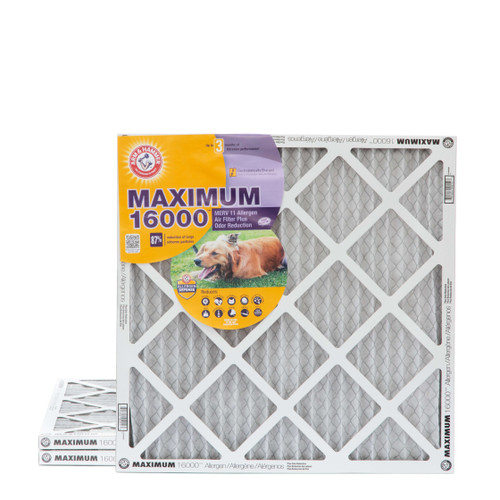 18x18x1 Arm & Hammer MAX 16000 MERV 11 Allergen HVAC Filter for Odors 3 Pack