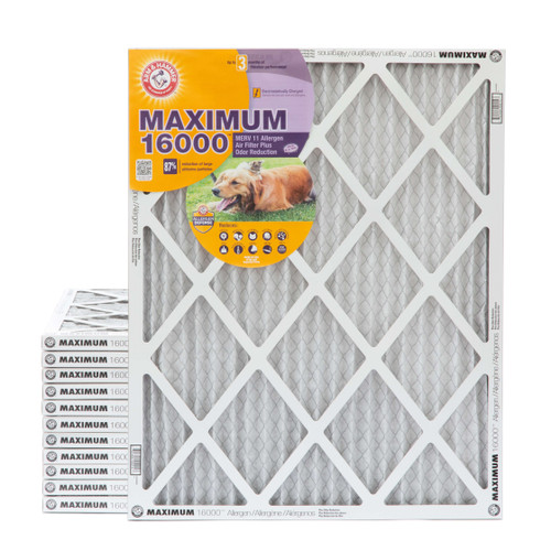 20x25x1 Arm & Hammer MAX 16000 MERV 11 Allergen HVAC Filter for Odors Case of 12