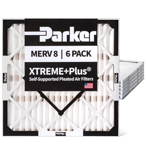 Parker 25x25x2 MERV 8 Xtreme Plus Self-Supported Pleated Air Filters.  6 Pack.  Actual Size: 24.5x24.5x1.75