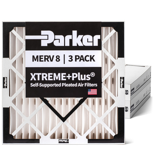 Parker 20x25x1 MERV 8 Xtreme Plus Self-Supported Pleated Air Filters.  6 Pack.  Actual Size: 19.5x24.5x0.75