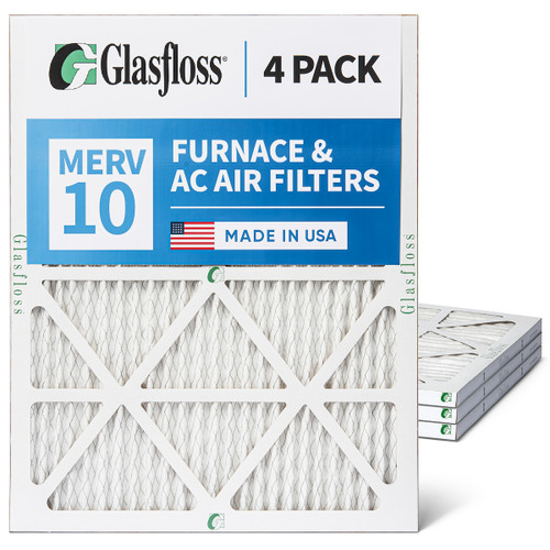 14x20x1 MERV 10 ( FPR 6-7 ) Pleated Air Filters for HVAC Systems by Glasfloss.  Box of 4