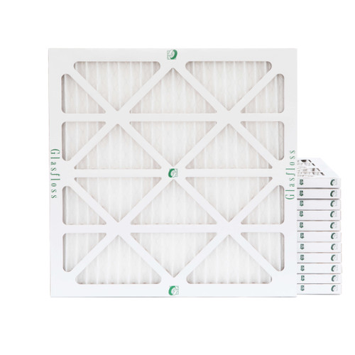 20x20x1 MERV 10 ( FPR 6-7 ) Pleated Air Filters for HVAC Systems by Glasfloss.  Case of 12