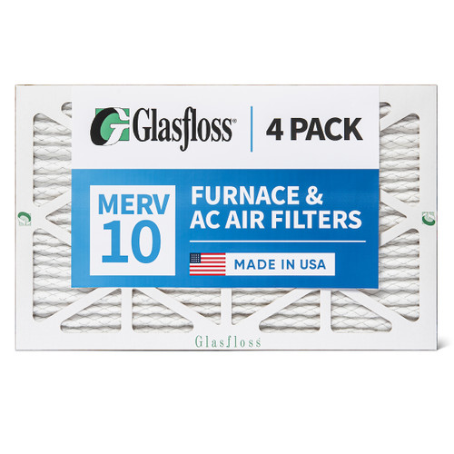 20x30x1 MERV 10 ( FPR 6-7 ) Pleated Air Filters for HVAC Systems by Glasfloss.  Box of 4
