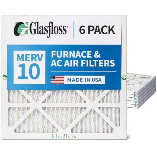 22x22x1 MERV 10 ( FPR 6-7 ) Pleated Air Filters for HVAC Systems by Glasfloss.  6 Pack