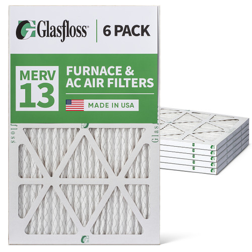 14x20x1 MERV 13 ( FPR 10 ) Pleated Air Filters for HVAC Systems by Glasfloss.  6 Pack
