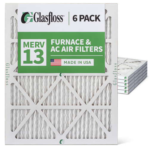 20x24x1 MERV 13 ( FPR 10 ) Pleated Air Filters for HVAC Systems by Glasfloss.  6 Pack