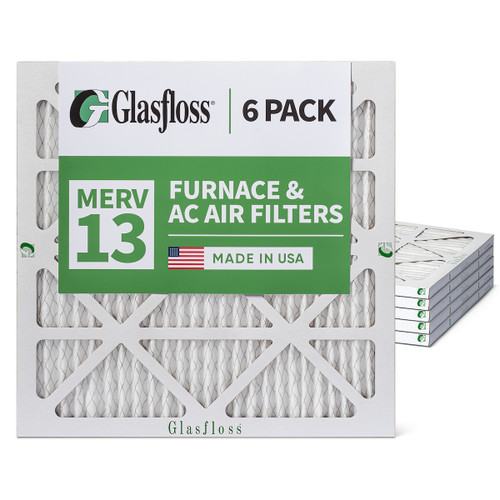22x22x1 MERV 13 ( FPR 10 ) Pleated Air Filters for HVAC Systems by Glasfloss.  6 Pack