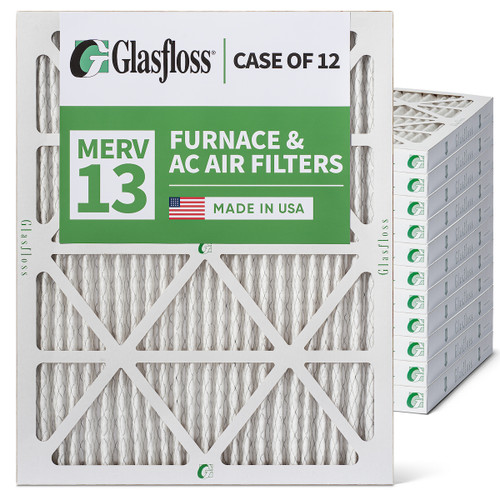 15x20x2 MERV 13 ( FPR 10 ) Pleated 2" Inch Air Filters for HVAC Systems by Glasfloss.  Case of 12