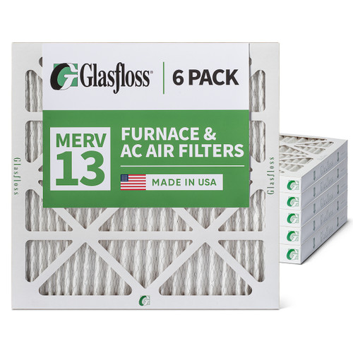 16x16x2 MERV 13 ( FPR 10 ) Pleated 2" Inch Air Filters for HVAC Systems by Glasfloss.  6 Pack