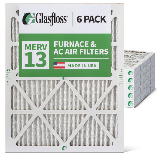 16x20x2 MERV 13 ( FPR 10 ) Pleated 2" Inch Air Filters for HVAC Systems by Glasfloss.  6 Pack