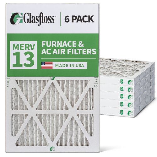 16x24x2 MERV 13 ( FPR 10 ) Pleated 2" Inch Air Filters for HVAC Systems by Glasfloss.  6 Pack