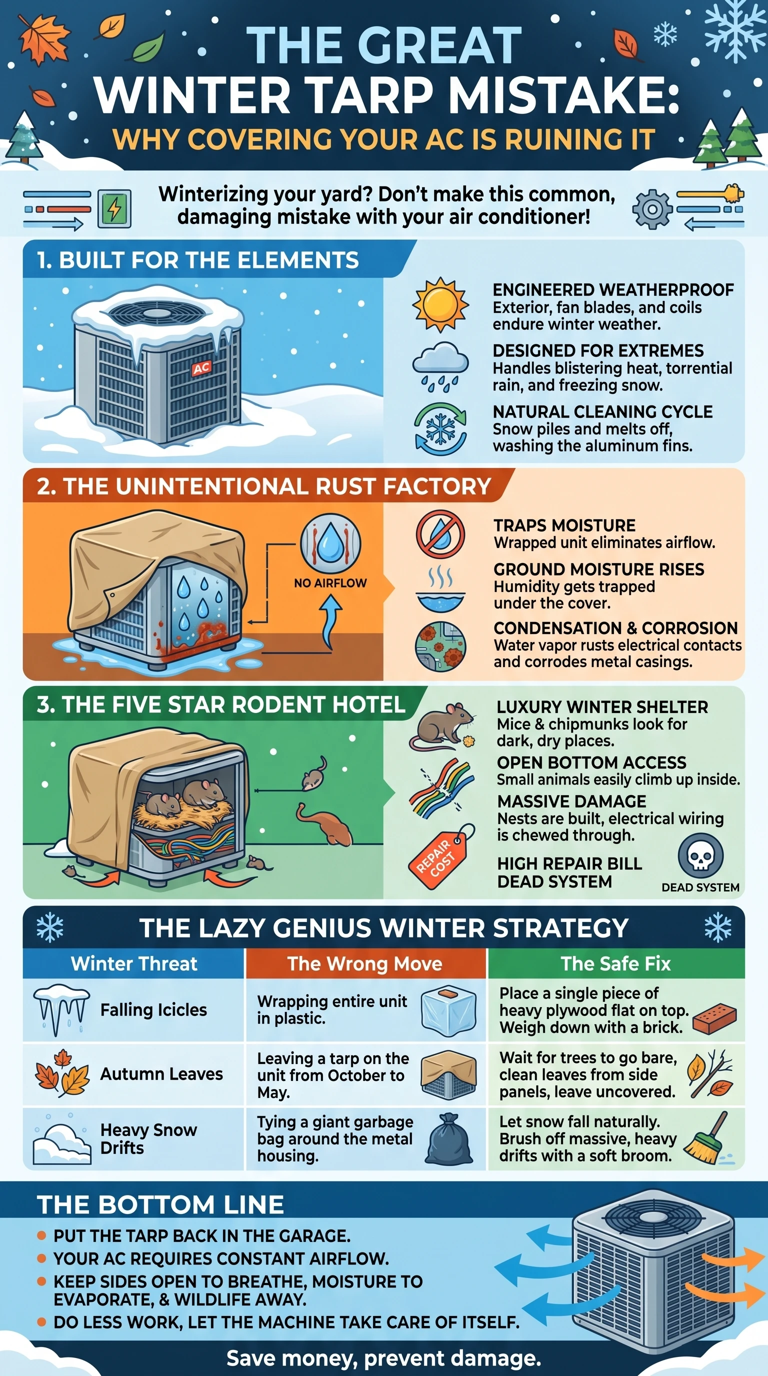 The Great Winter Tarp Mistake: Why Covering Your AC is Ruining It