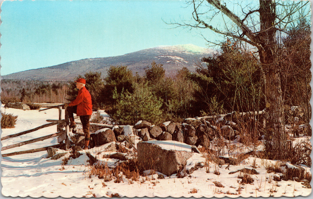 Memories Man In Red Hat And Coat Reminiscing In New England