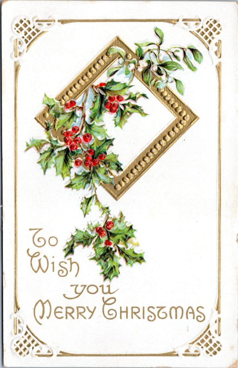 vintage christmas holly border