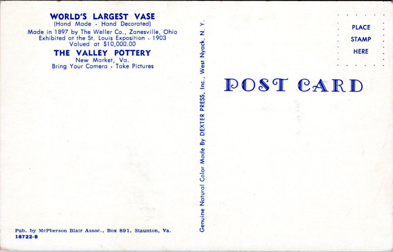 World's Largest Vase by Weller at Valley Pottery New Market VA The Gayraj