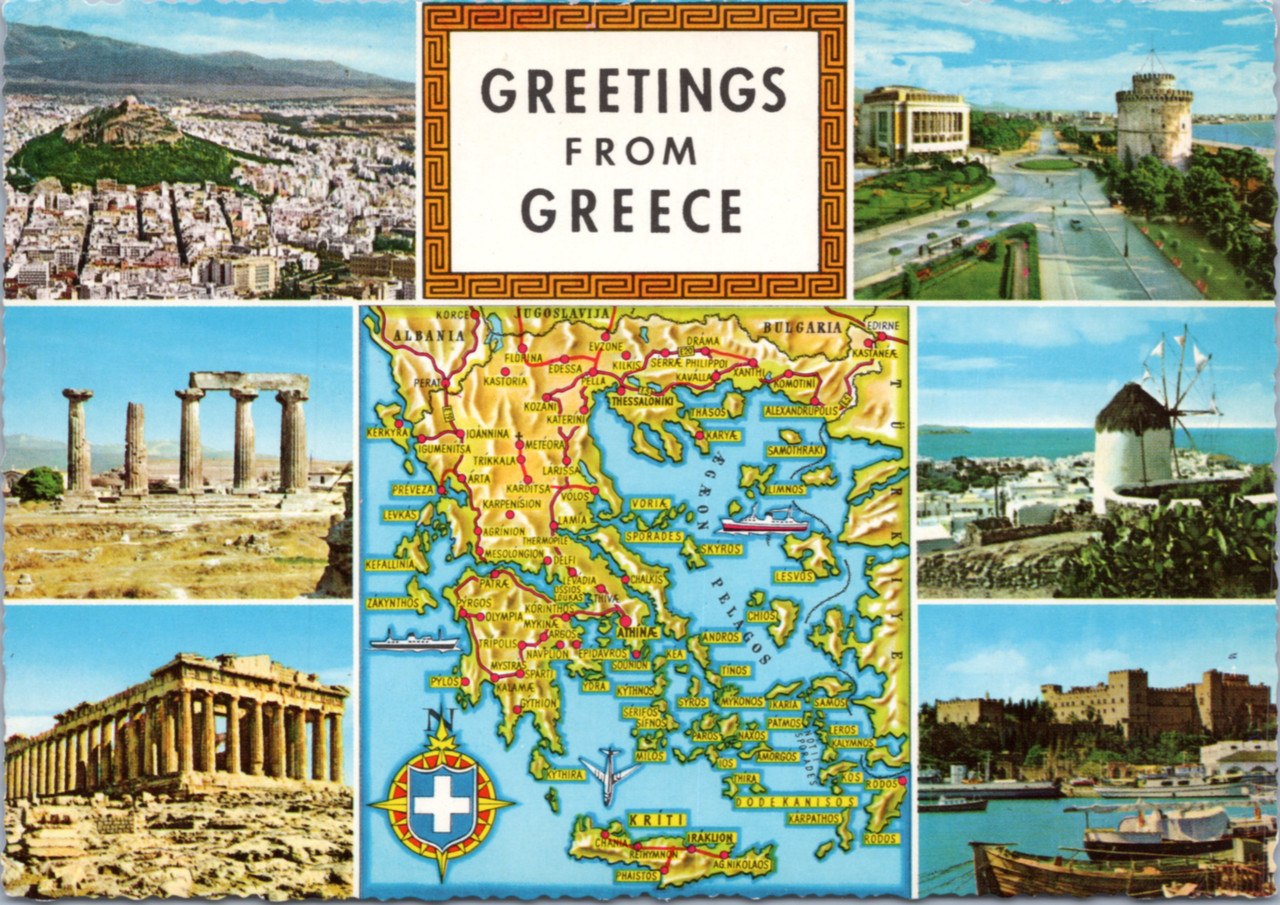 Greetings from Greece - Multiview with Map - The Gayraj