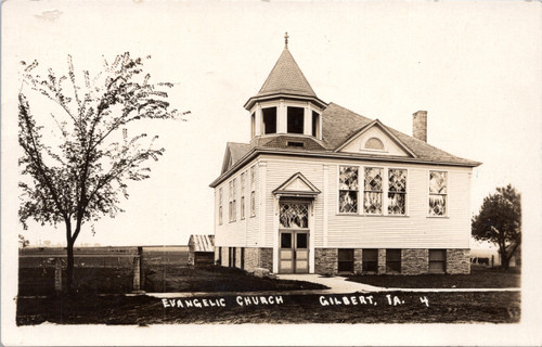 RPPC: Evangelic Church Gilbert Iowa  circa 1907-1920