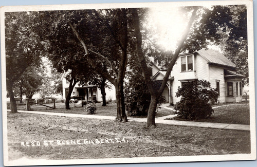 Street Scene Gilbert Iowa Azo circa 1918-1930