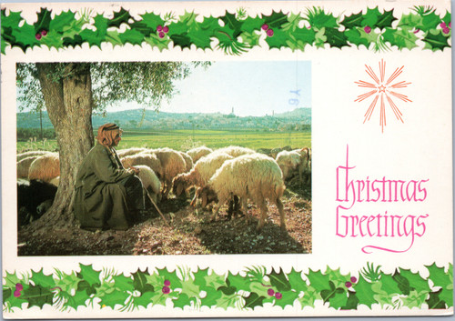 Christmas Greetings - Shepherd with sheep