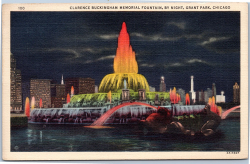 Clarence Buckingham Memorial Fountain by night