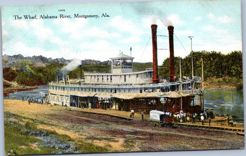 Mongtomery Alabama - Wharf, Alabama River, Steamboat Mary, Ice Wagon