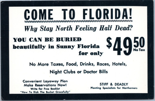 Come to Florida novelty postcard