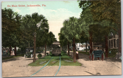 On Main Street, Jacksonville with Trolleys and antique cars