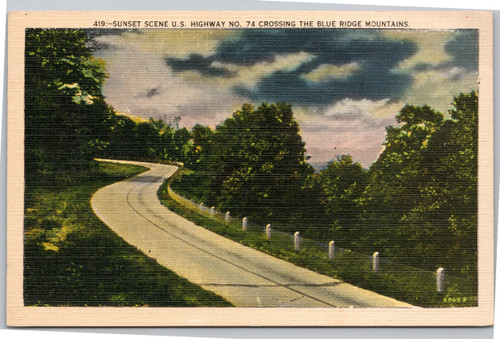 Sunset Scene US Highway 74 Crossing the Blue Ridge Mountains