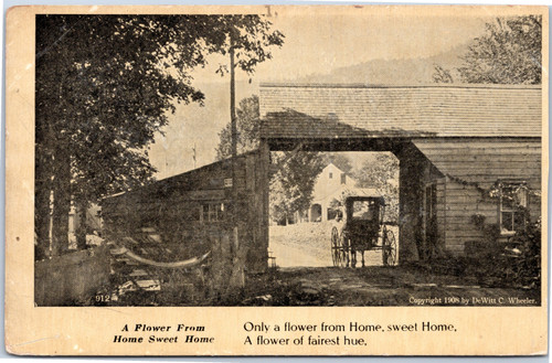 Horse and buggy at house - Flower from Home Sweet Home Anglo Song Series