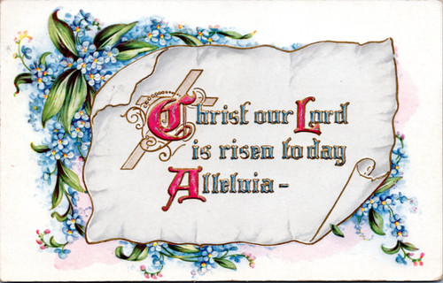 Religious Easter - Christ our Lord is risen today Alleluia - blue forget me nots