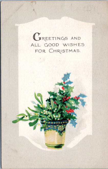 Gibson Lines - Christmas  - planter of holly and mistletoe