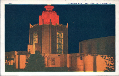 Illinois Host Building Illuminated - Chicago World Fair