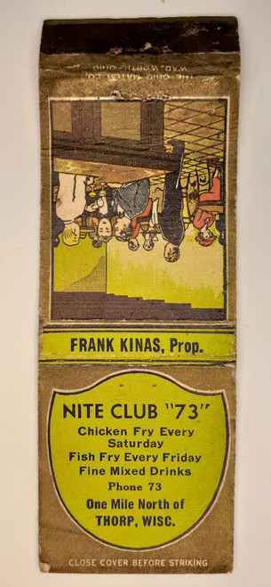 Matchbook WI Thorp - Nite Club 73, Frank Kinas, Prop.