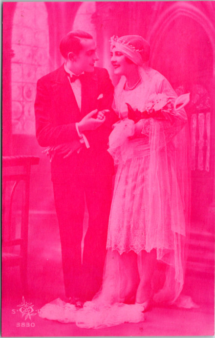 Wedding couple - pink tint photo - France (29-17-785)