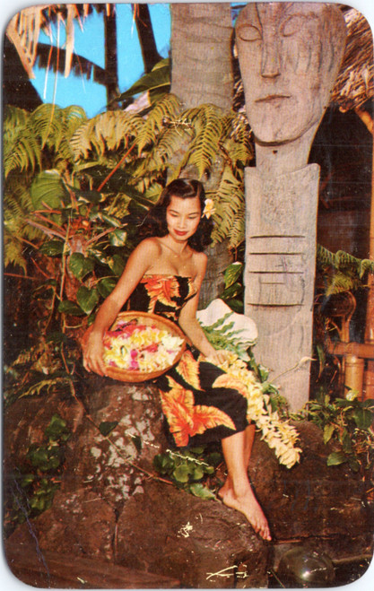 Hawaian beauty with basket of flowers