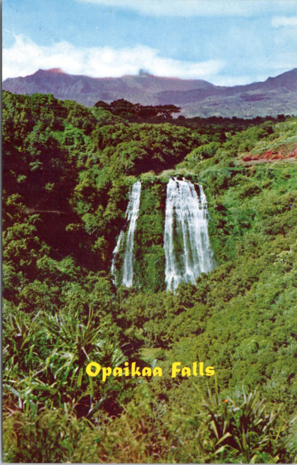 postcard Opaikaa Falls - Wailua, Kauai, Hawaii