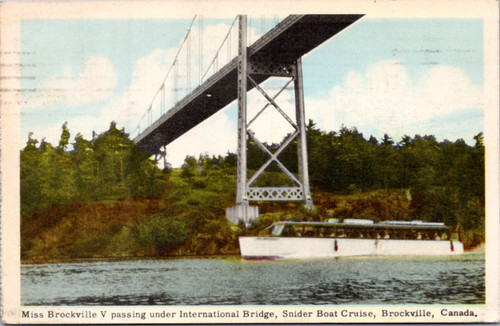 Miss Brockville V Snider Boat Cruise under International Bridge