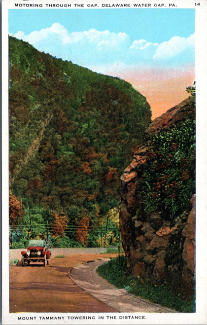 Motoring Through the Gap with Mount Tammany in the distance