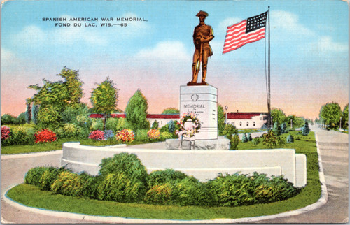 Postcard WI Fond Du Lac - Spanish American War Memorial