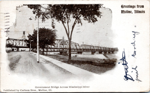 Moline - Government Bridge Across Mississippi River