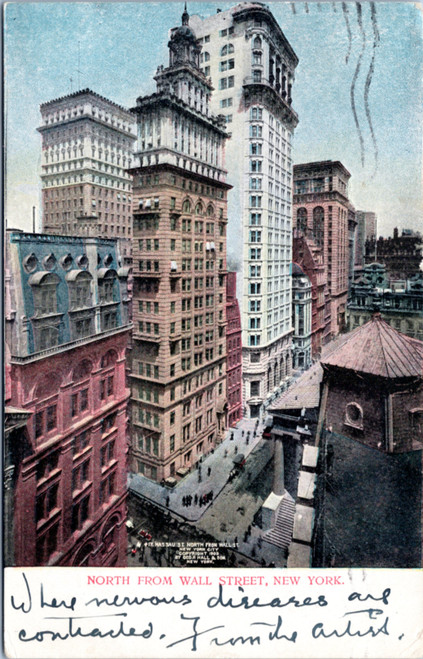 Postcard 1905 New York North from Wall Street