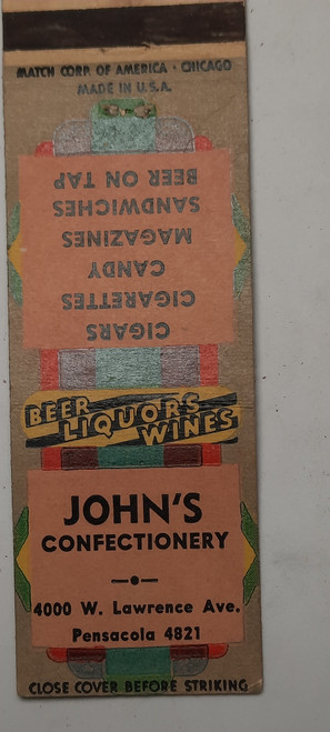 Matchbook Cover - Chicago  IL - John's Confectionery